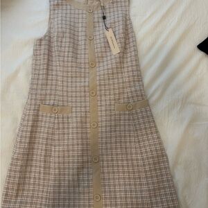 BCBG Beige and Pink Plaid Dress with Tags